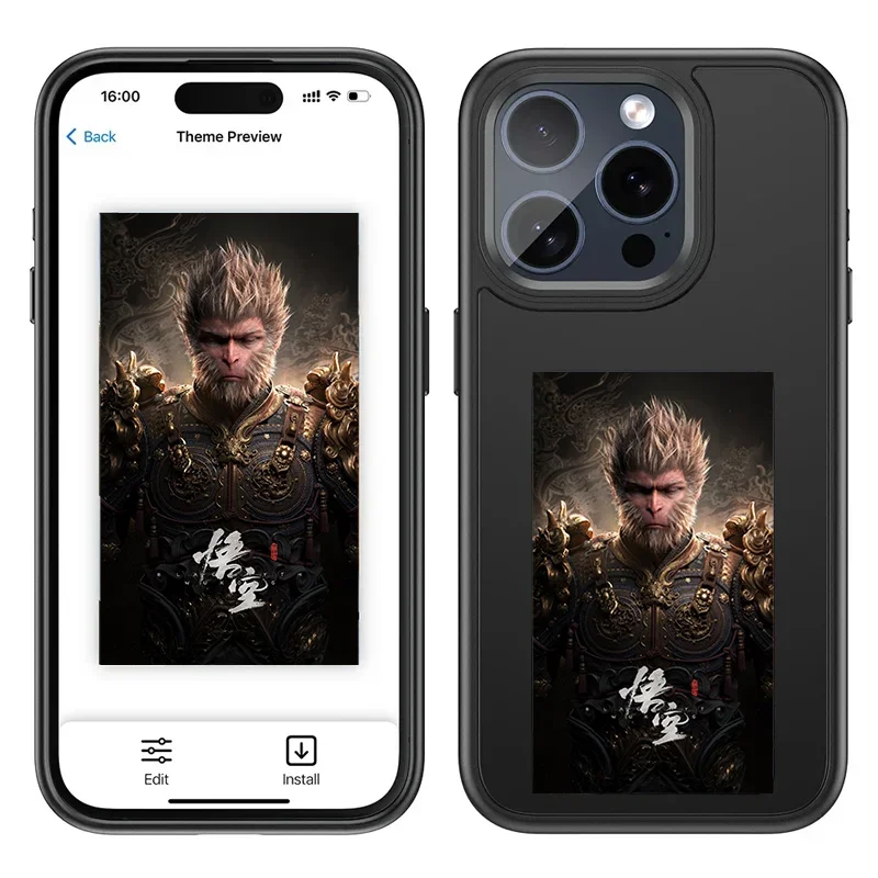 

Black Myth WuKong E-Ink screen SmartPhone case For iPhone 15 14 plus 13 Pro Max Couple Photo DIY Pattern Screen projection shell