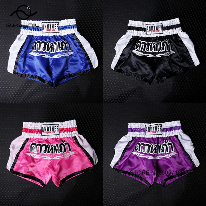 

Muay Thai Shorts Satin Kick Boxing Pants Men Women Boy Girl Child Kickboxing Fighting MMA Shorts Sanda Training Grappling Trunks