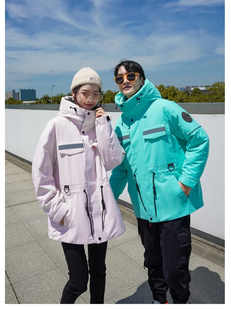 

Winter New Sle Pure Color Outdoor Casual down Jaet 90 White Du down Outdoor Warmth Windbreaker Couple Sle Hooded Coat