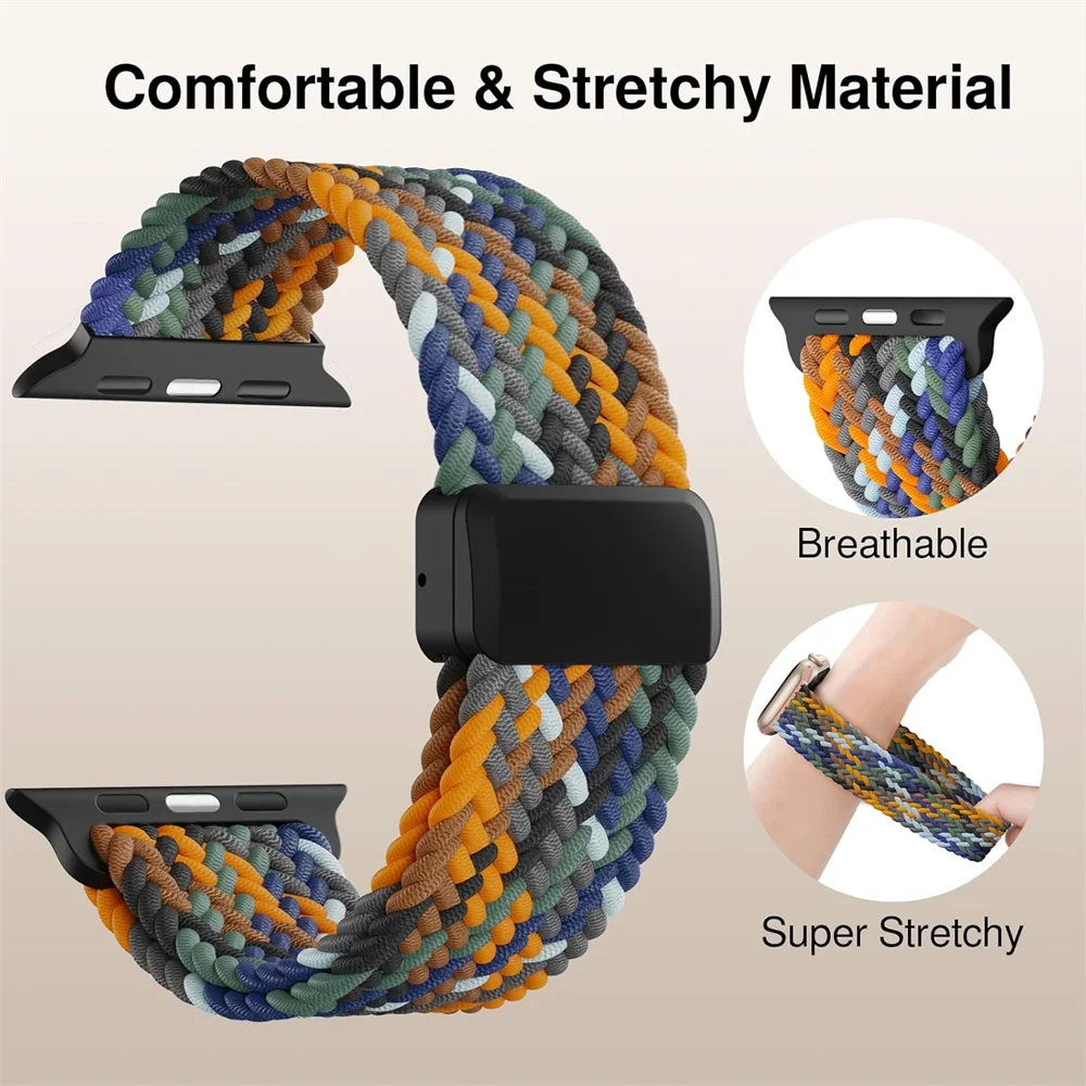 Para apple watch 11 10 46mm 42mm banda 9 8 7 45mm 41mm correa iwatch se 6 5 44mm 40mm ultra 3 2 49mm correa de cierre magnético trenzado