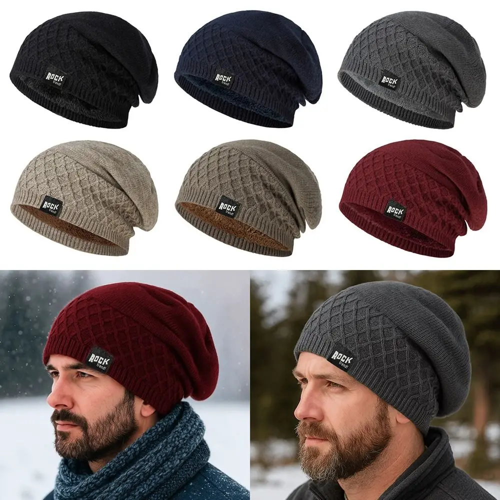 

Simple Solid Color Pullover Cap Keep Warm Unisex Winter Hats Fleece Lined Beanie Hat Winter