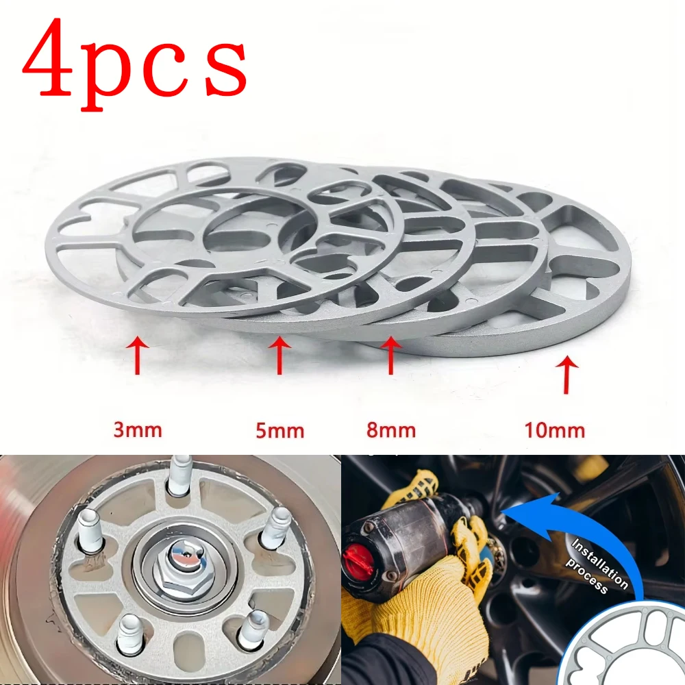 4pcs Set Universal Wheel Spacers 3Mm/5Mm/8Mm/10Mm Hub-Centric Adapters for Wider Stance ET Adjustment Compatible Most Cars