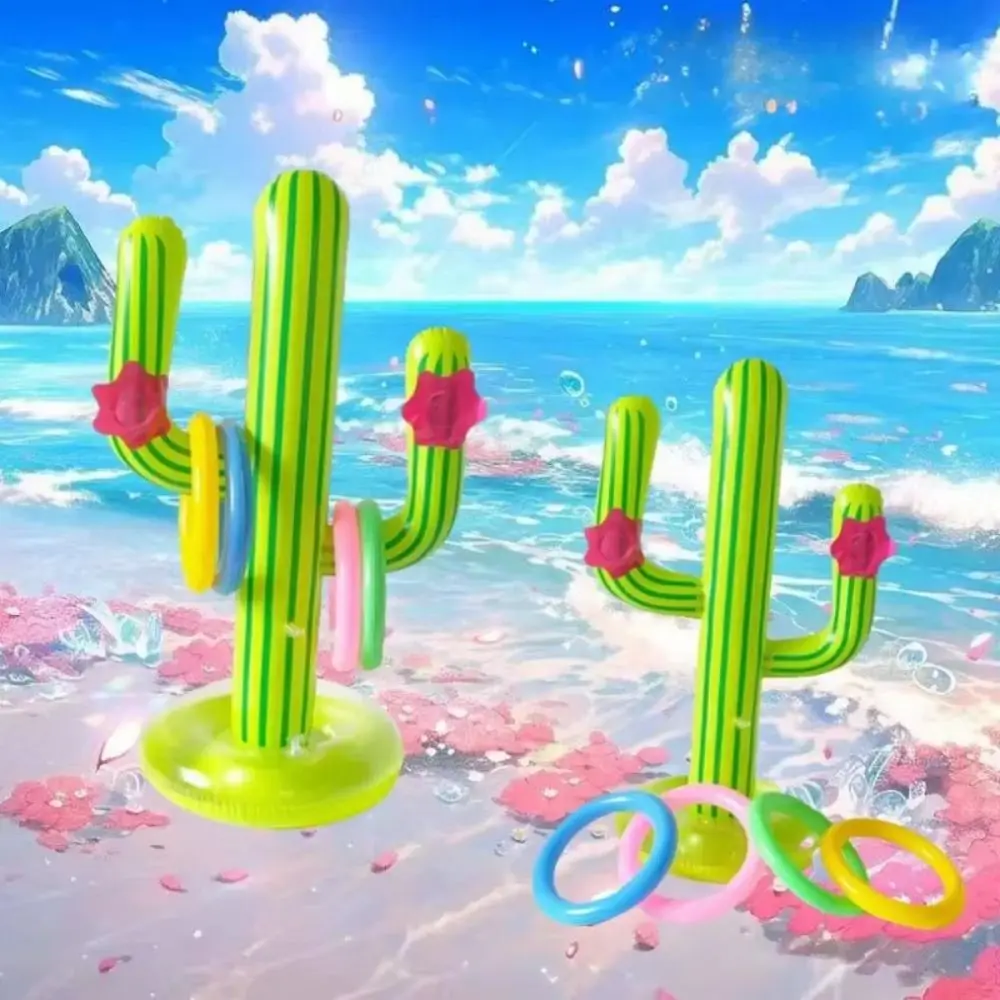 Gioco di lancio dell'anello di cactus gonfiabile in PVC Gioco di lancio galleggiante di cactus Gioco di lancio galleggiante gonfiabile divertente interattivo