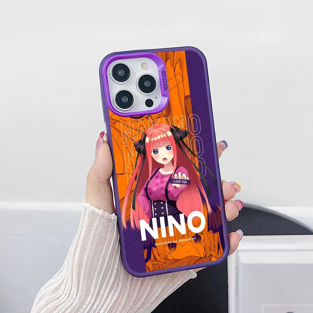 

Anime Nakano Nino Phone Case for iPhone 17 16 15 14 13 12 11 X XR XS Air Pro Max Plus Purple Colorful Silver Cover