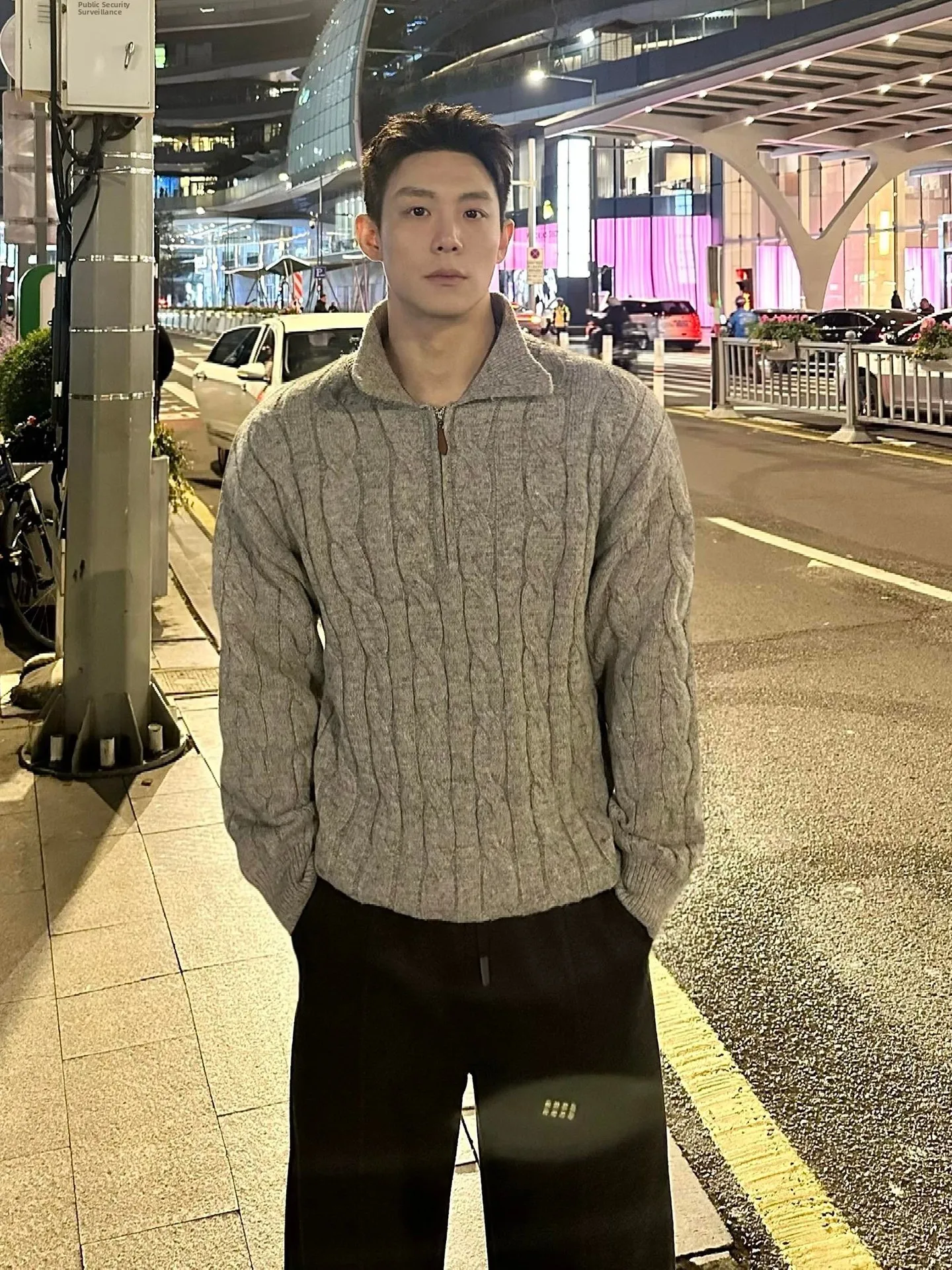 

Thiened Winter Men's Knitted Sweater f Zipper Twisted Flower Design Inner Wear Casual Sle Regular Length Long Sve