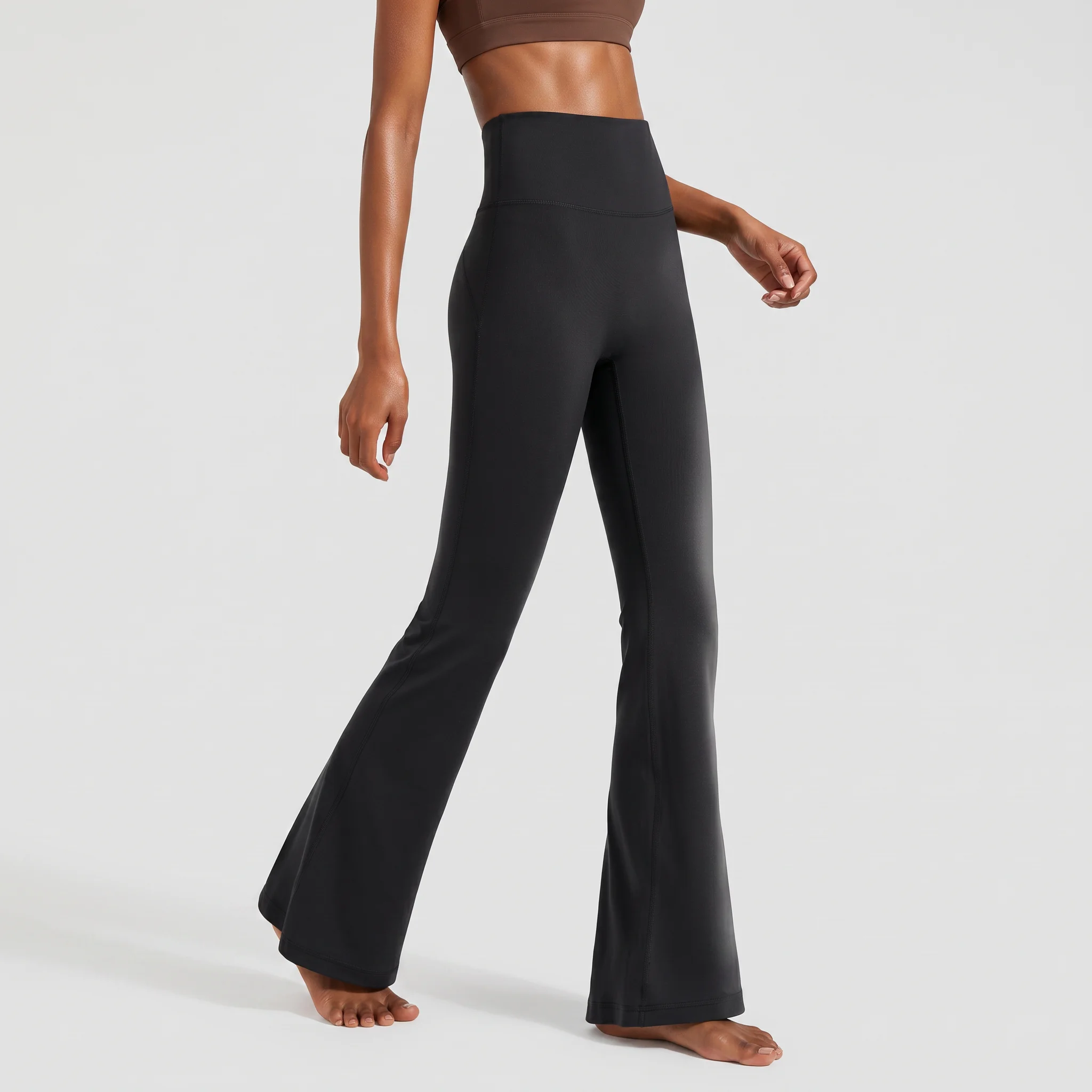 Damen High-Waist Po-Lifting Flared Yoga-Hose Sexy Sport-Tights Elastische Weite Bein Fitness Workout Yoga-Leggings – Detail 10