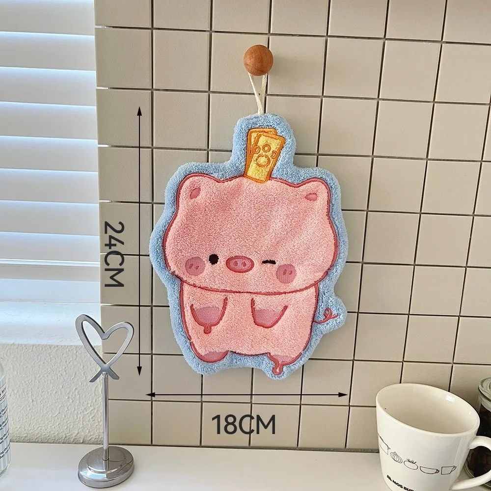 New Cartoon animal Hand Towel Absorb Water Coral Velvet Kitchen Handkerchief Hanging Thickened Bathroom Kerchief Kitchen