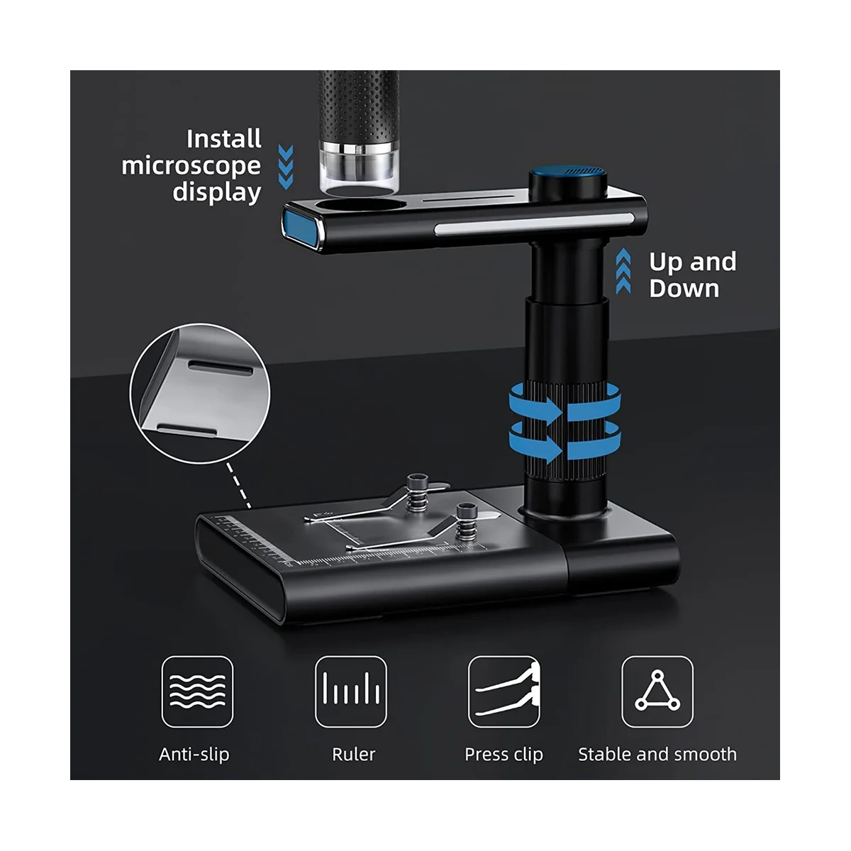 WiFi Camera Microscope for Phone, 50-1000X Portable Handheld USB Digital Microscope with Adjustable Stand,Compatible