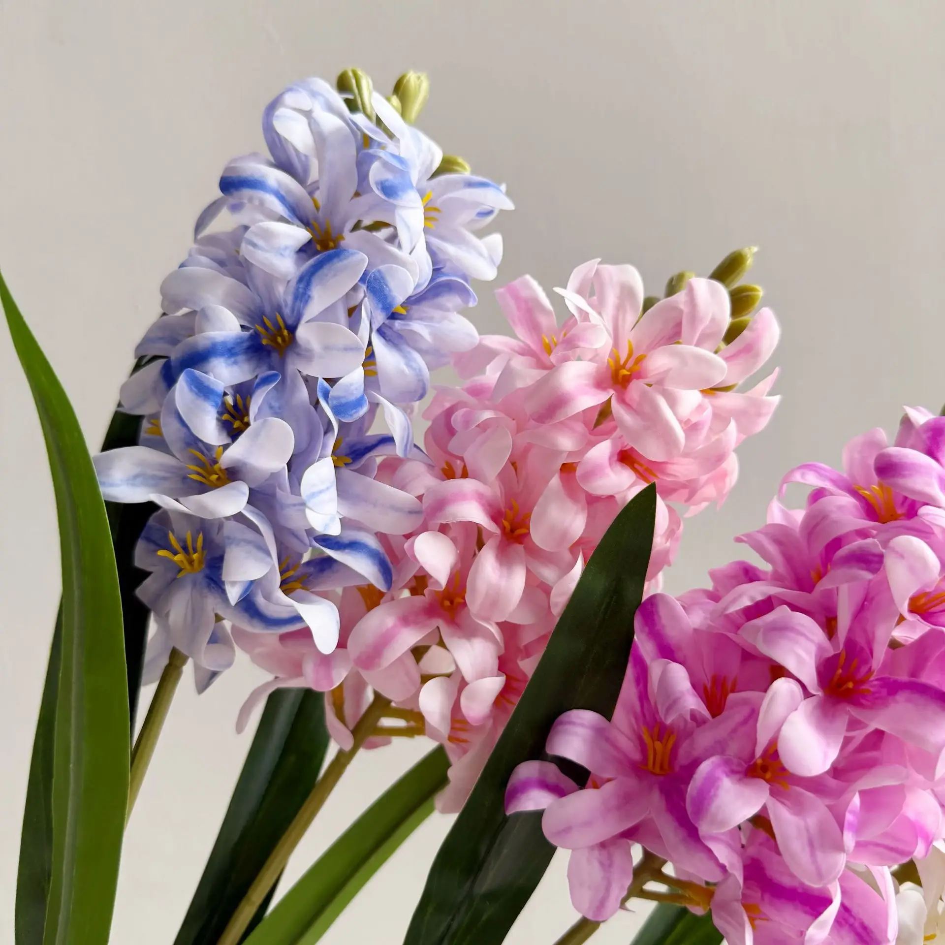 Blue 5pcs Artificial Real Touch Hyacinth Flowers Wedding Decor Bouquet Fake