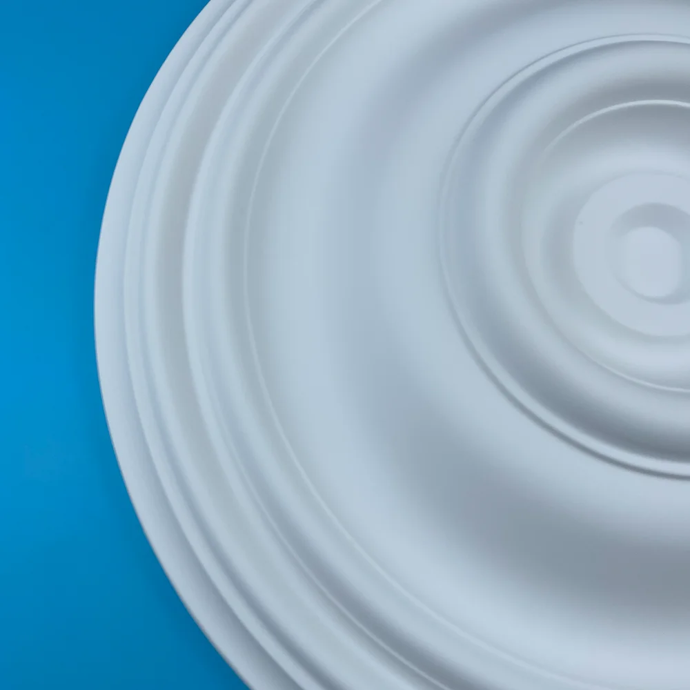 Panel de lámpara de molde de Pu blanco, yeso de imitación, poliuretano, forma decorativa, soporte de lámpara de disco, Material de decoración de plástico de espuma redondo