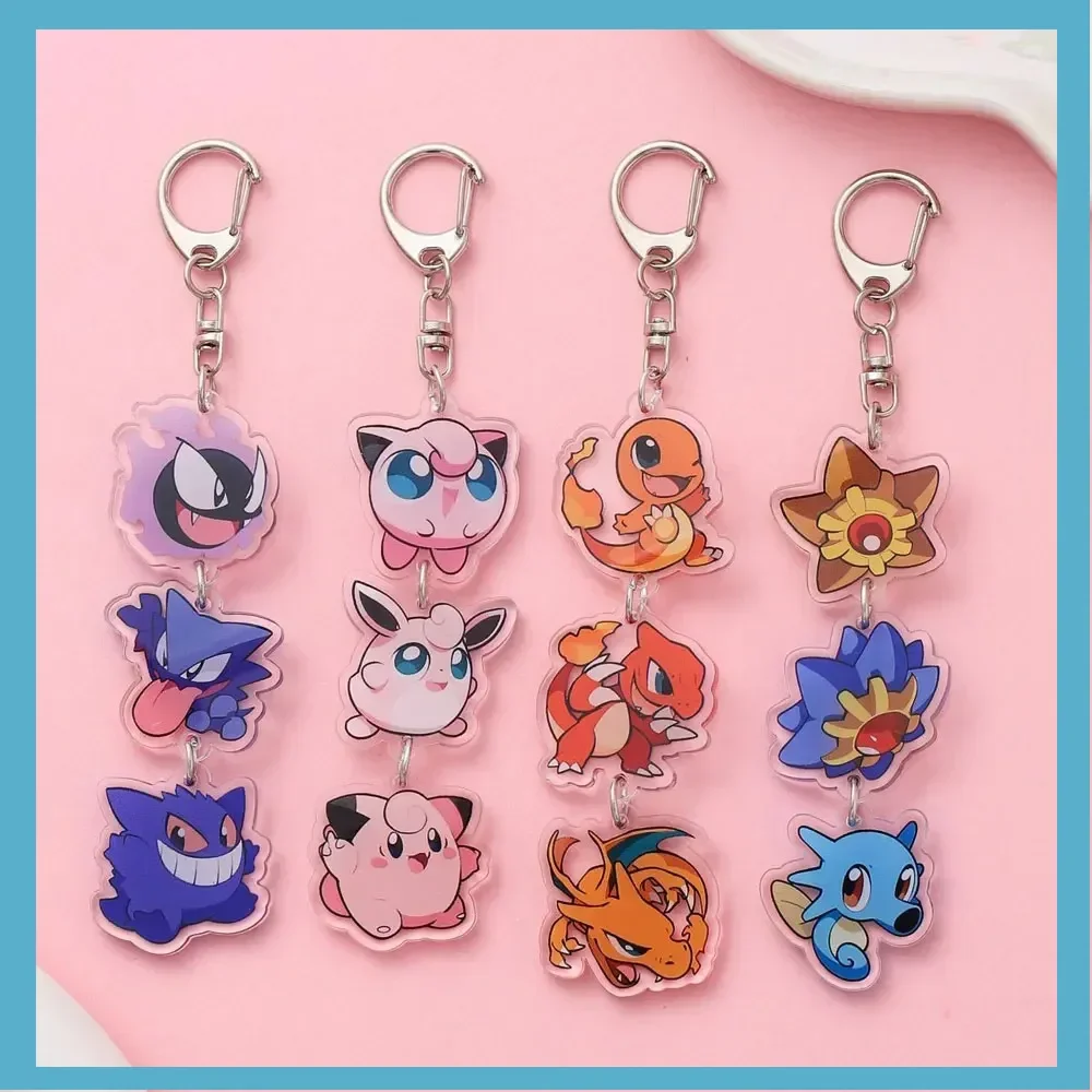 Pokémon Charizard Blastoise Anime Portachiavi in acrilico Cartoon Divertente Ciondolo per borsa Simpatico ciondolo creativo Portachiavi per auto Amici Fan Regalo