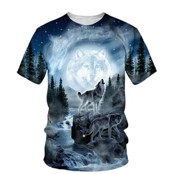 Animal Wolf Pattern 3D Print Men O-Neck Tshirt Fashion Tees Casual Short Sleeve Oversized Y2K Harajuku Unisex Clothing