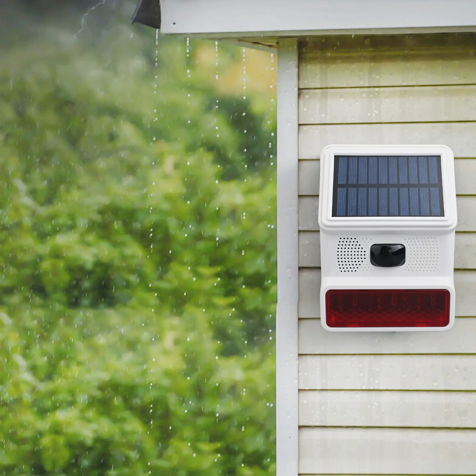 164*124*59mm Wireless Alarm System Waterproof Design Solar Powered Device Environmental Friendly Alarm Powerful Sound And Light