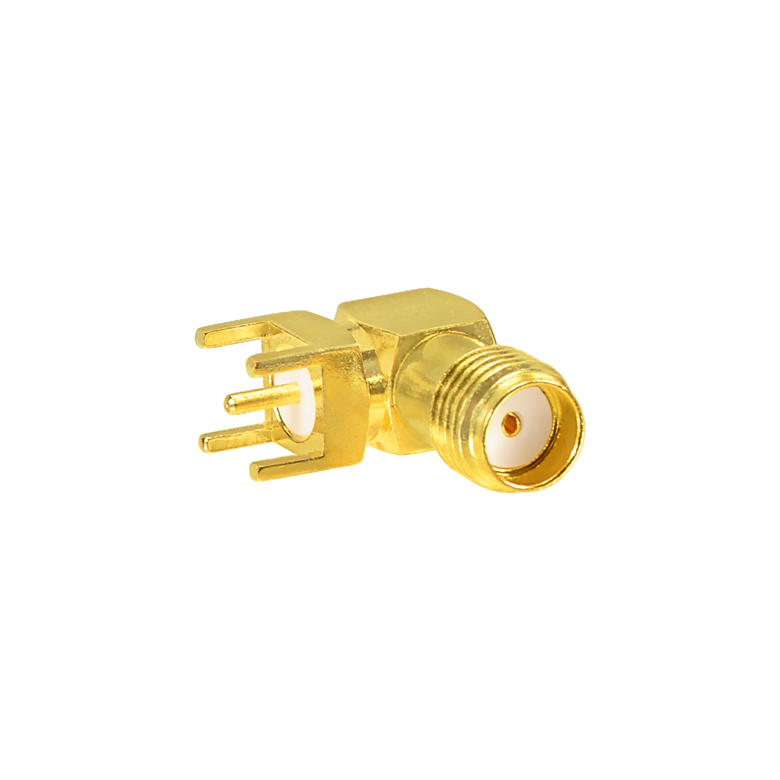 Superbat 10pcs SMA thru hole Female Right Angle PCB Mount Medium Version RF Coaxial Connector