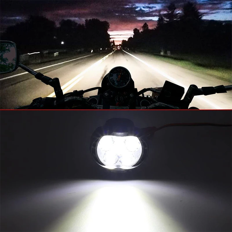 2 Pcs Motorcycle Headlight Motorcycle Waterproof Auxiliary Headlight External Spotlight Waterproof LED Light Auxiliary Headlight