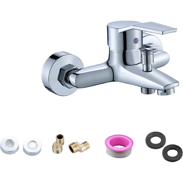 Brass Shower Faucet Mixer Set with Stainless Steel Hose Featuring Secure Connections and Adjustable Stainless Steel Elbows