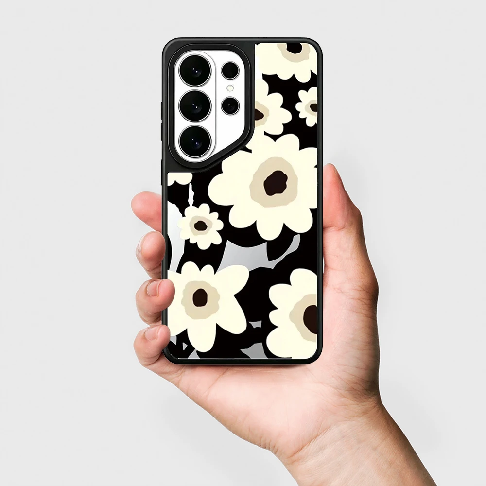 

Graffiti Flowers Mirror Surface Magnetic Phone Cover for Samsung Galaxy S23 S24 S25 S26 Ultra S26+ Plus Case Cartoon