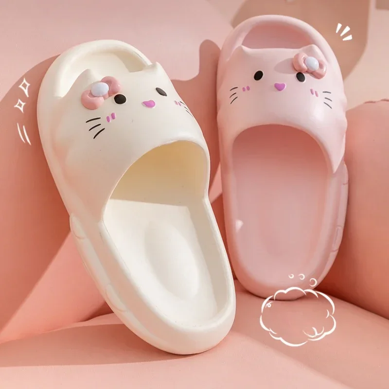 Women House Slippers Cloud Cat Cartoon Cute Funny Sandals Couples Summer Flip Flops Eva Female Male Beach Slides Home Shoes