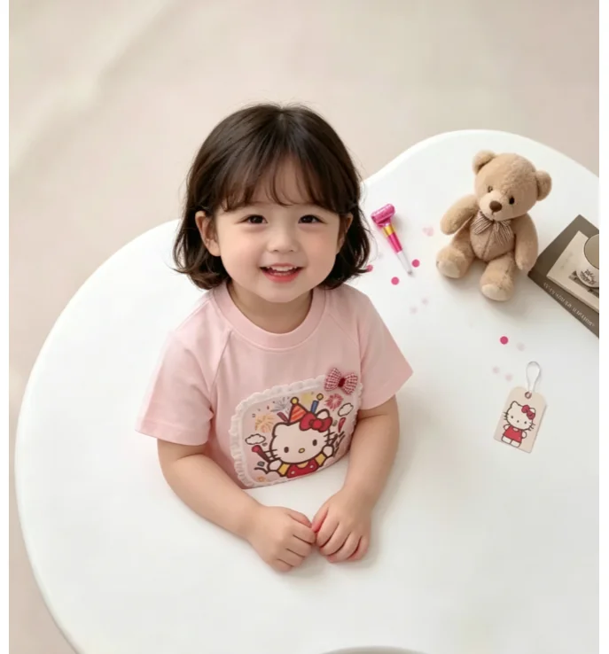 

Girls Cotton Summer T-Shirt Breathable Soft Cute Casual Versatile Children's Fashion Collection