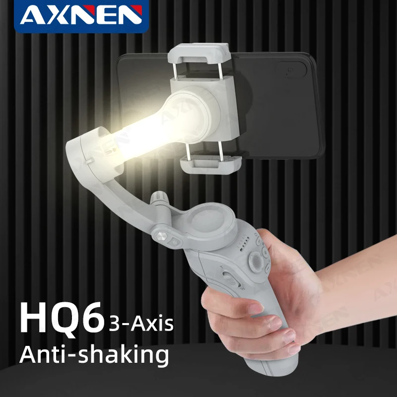 AXNEN 3-Axis Handheld Gimbal Stabilizer for Smartphone with Fill Light for iPhone Android Tiktok Vlog Video Face Following Shot