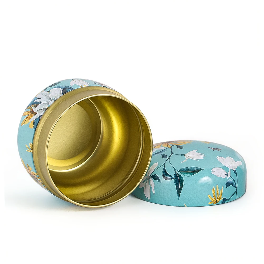 

Round Small Tea Cans Tinplate Box Household Carry-on Sealed Portable Tin Cans for Jewelry Storage Box Candle Container