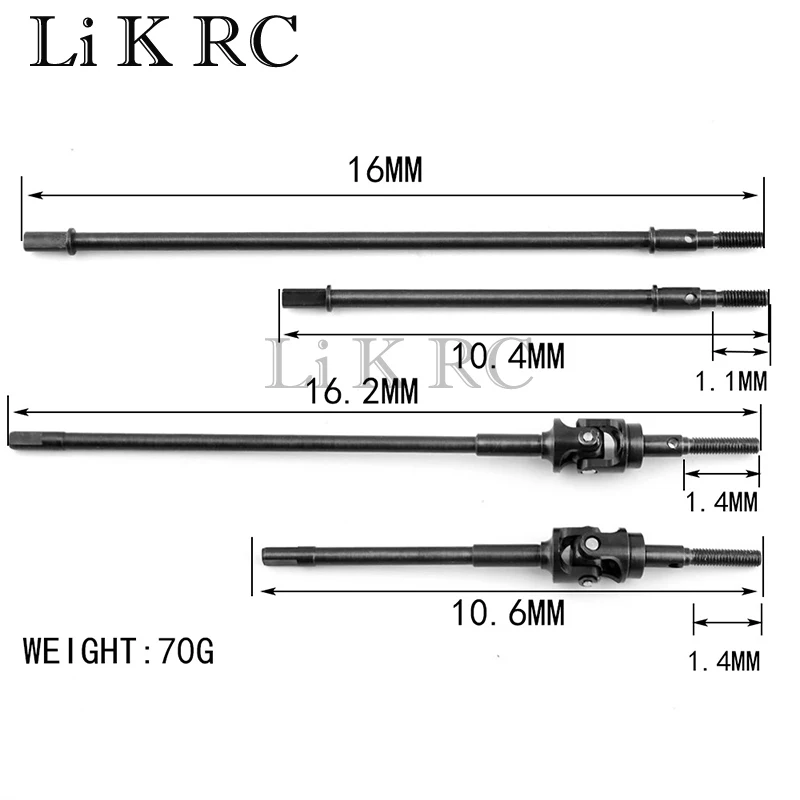 Hardened Steel AR60 Axles Universal Joint Drive Shaft Rear Straight Shaft for 1/10 RC Crawler Axial RR10 90048 WRAITH OP Parts