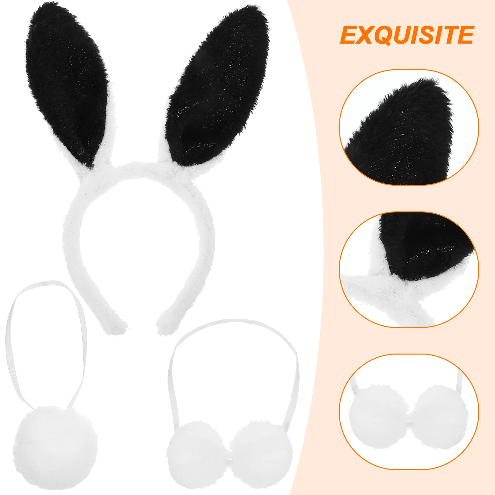 

3Pcs Adult Rabbit Costume Set Rabbit Ears Headband Bow Tie Tail Cosplay Party Halloween Christmas Fancy Dress Accessories