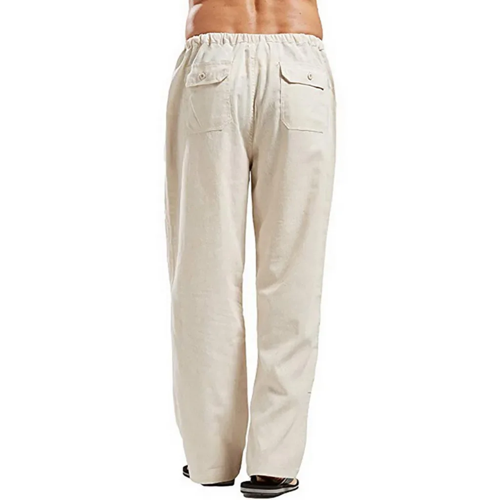 Linen Casual Pants Spring and Autumn Men's Cotton and Linen Casual Trousers Cross-border 2025 European American Men's Clothing