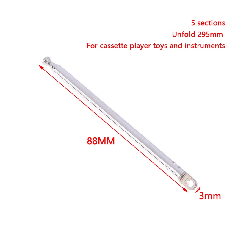 1pc TV Radio DAB AM FM Universal Folding Length 89MM And Unfold 295MM New 5273-5 Section Replacement Telescopic Aerial Antenna