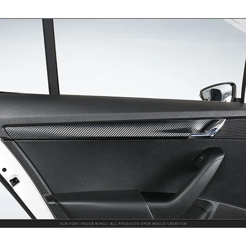 For Skoda Octavia 2013-2016 The door interior is covered with carbon fiber  Cover Sticker Trim Decorative Auto Parts Car Styling