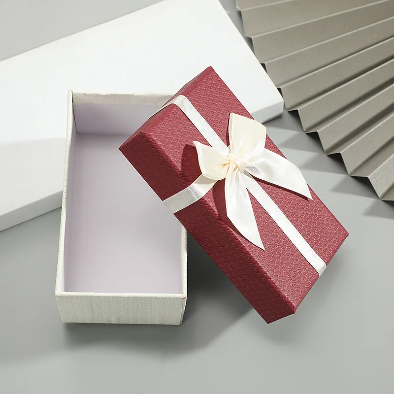 Caixa de presente retangular Bow, Minimalista Party Reward Gift Packaging Box, Holiday and Birthday Gift Box