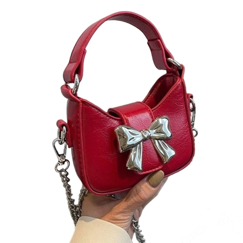 Women Chain Strap Crossbody Bag Bowknot Handbag Shoulder Bag Fashion Bag Summer Shopping Dating Bag