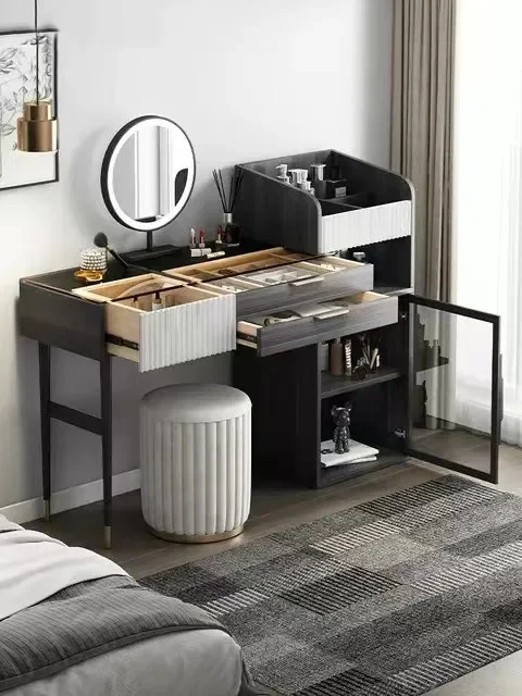 

--Minimalist Wooden Dressing Makeup Vanity Table Set with Mirror