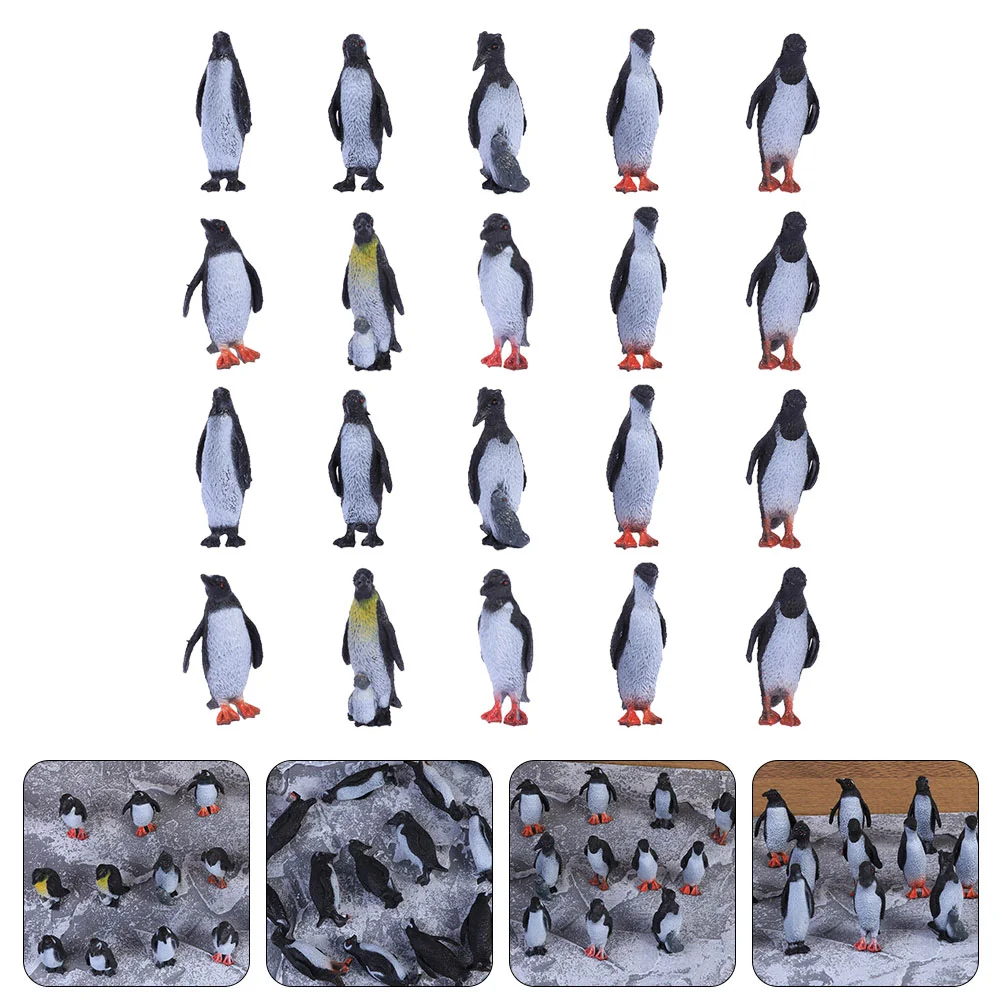 32 Pcs Penguin Ornaments PVC Animal Models Adorable Toy Statues Soft Figurine Miniatures