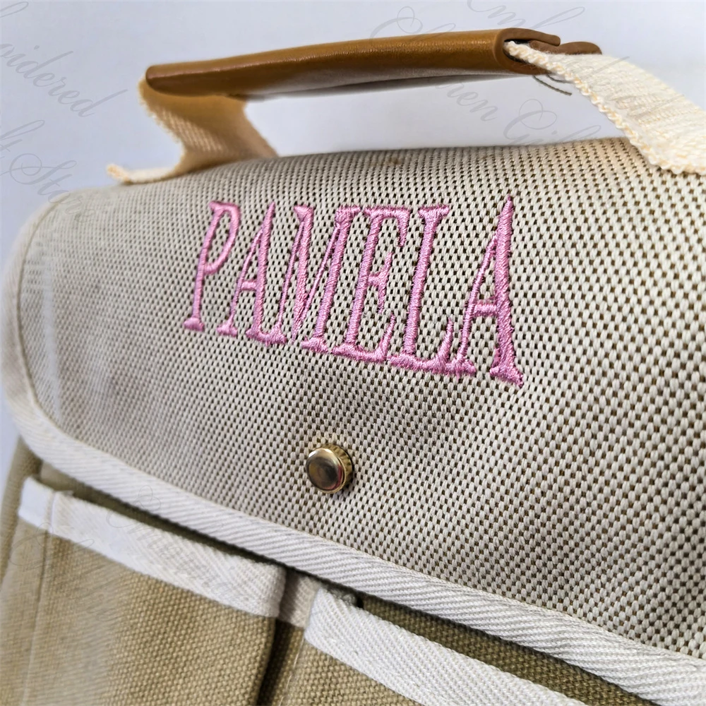 Personalized Name Canvas Tote Bag Custom Embroidered Name Hand-held Outdoor Mommy Bag Unique Stroller Bag Can Custom Any Name