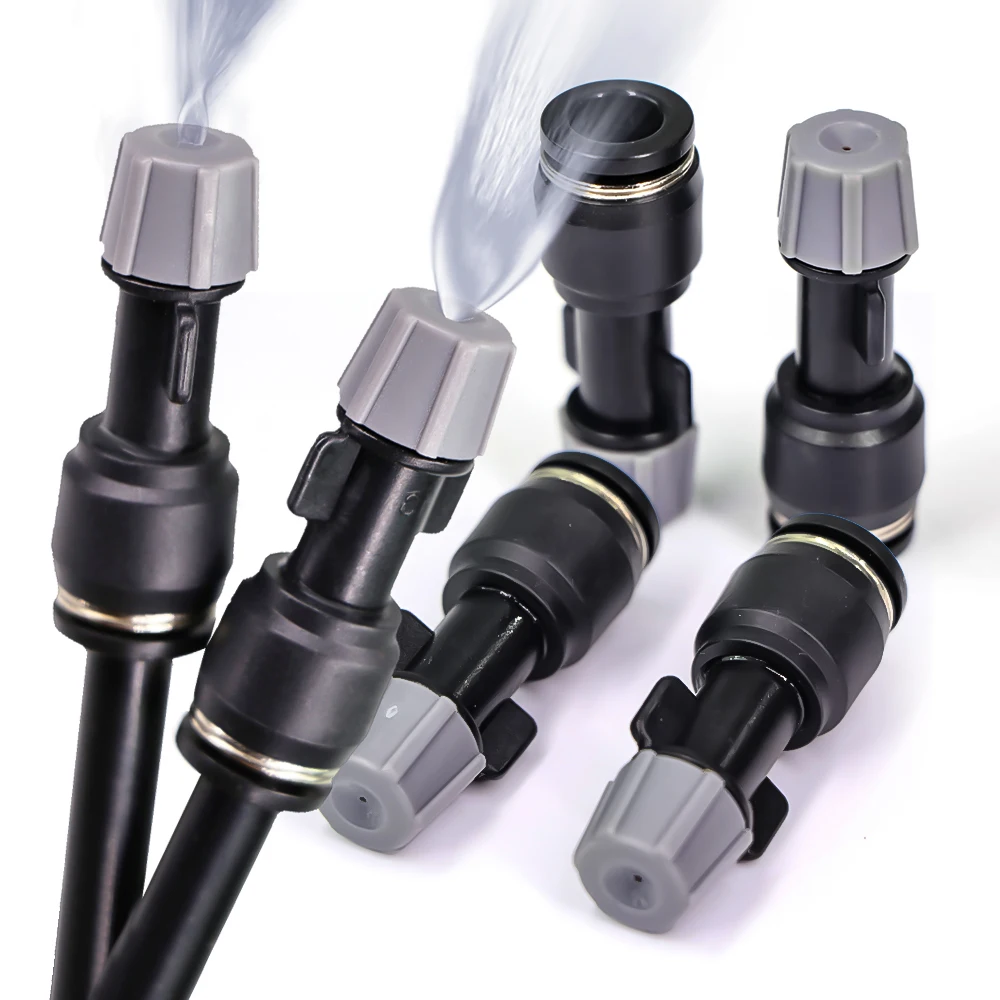 20-100PCS ID-8mm Gray Misting Nozzle for 8mm Universal Rod Adjustable Spray Sprinkler Watering System Atomizer DIY Quick Connect