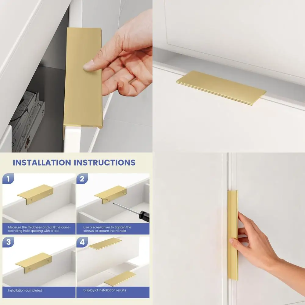 

Золотые ручки для шкафа и ящиков, ручки для краев из 30 штук, золотые ручки премиум-класса для шкафов и ящиков, элегантная кухонная фурнитура