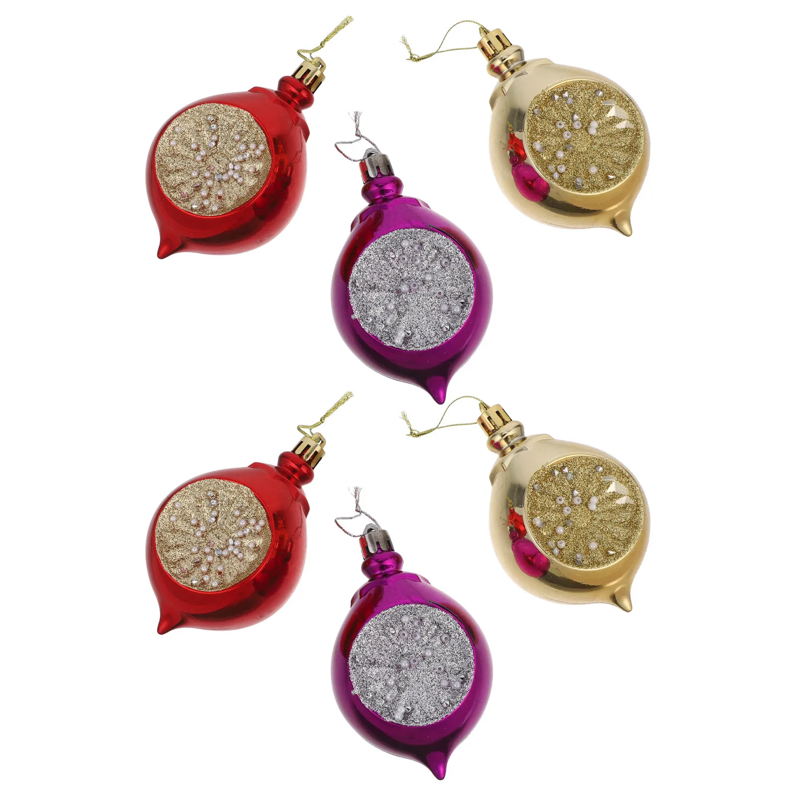 

6 Pcs Christmas Ball Ornaments Teardrop Hanging Holiday Decorations Balls for Parties