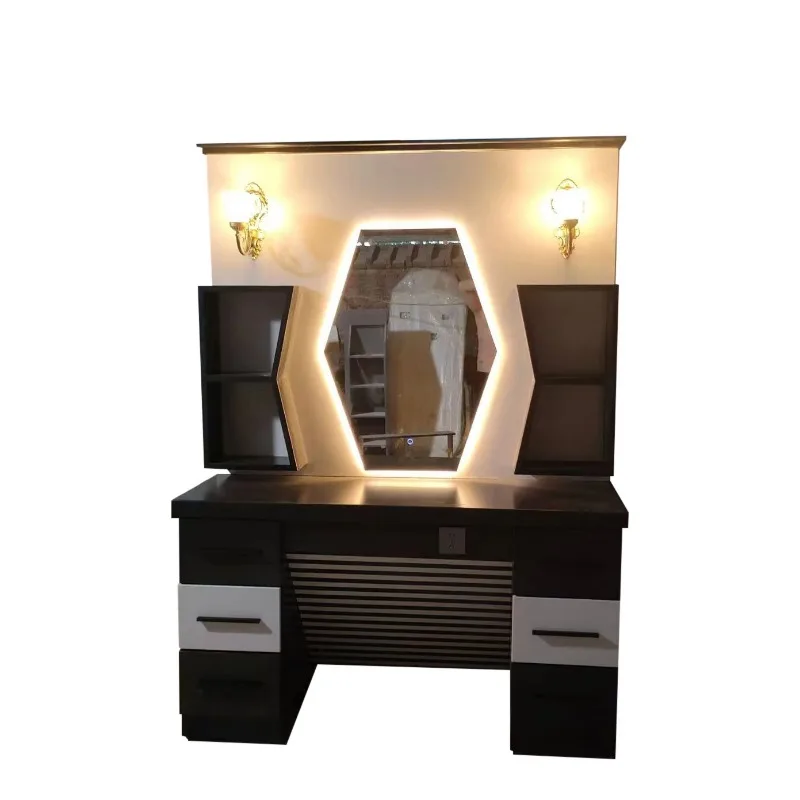 shop mirror table, high-end retro hair salon, hair cutting, perming and dyeing mirror, special mirror for men's oil head hall