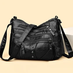 2024 New Multi-pockets Soft Leather Ladies Bag High Quality Purses and Handbags Luxury Designer Shoulder Crossbody Bag for Women