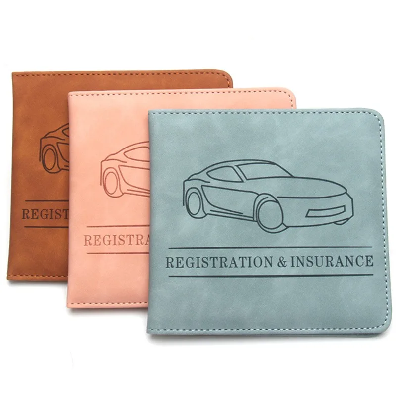 

Car Registration,Driver's License and Insurance Card Holder - Leather Vehicle Glove Box Automobile Documents Paperwork Organizer