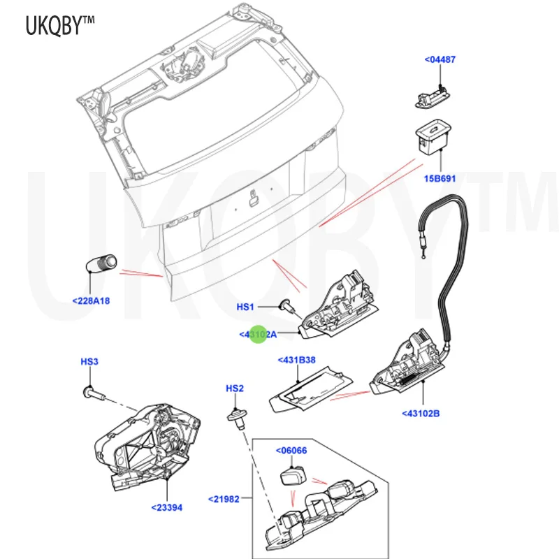 La nd Ro ve r se co nd-ge ne ra ti on Fr ee la nd er 2006-2014 spring lock assembly - tailgate hood lock