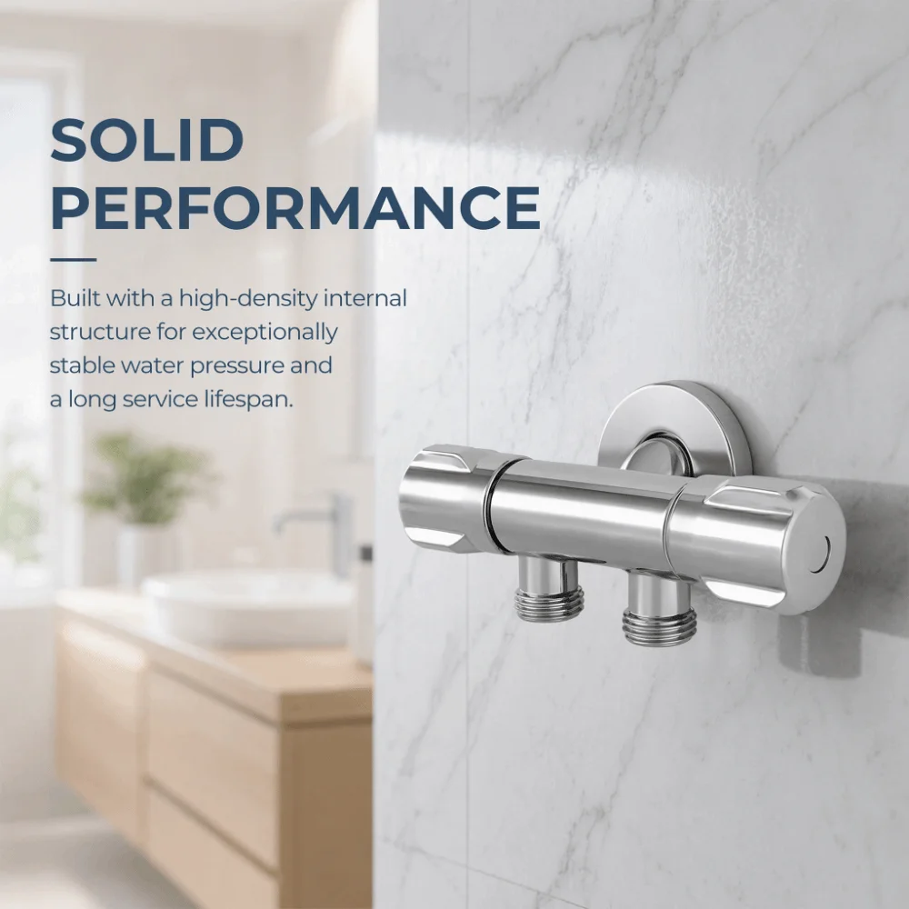 Copper Outlet Angle Valve G1/2 Thread Silver Toilet Bidet Valve Double Control Durable Angle Stop Valve Bathroom Fixtures