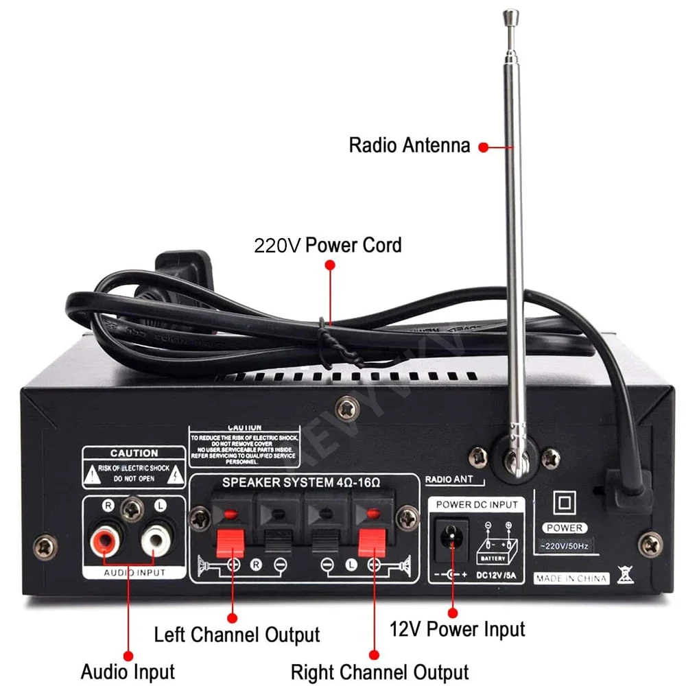 Imagem -04 - Amplificador de Som Hifi Audio Stereo Amplificador Bluetooth 300w Mais 300w 2.0ch Amp para Carro Home Theater Karaok com Controle Remoto Plug ue