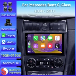 Android 16 Car Radio For Mercedes Benz C-Class C Class W203 W209 C180 C200 CL203 C209 A209 2004 - 2011 Carplay Auto Video Player