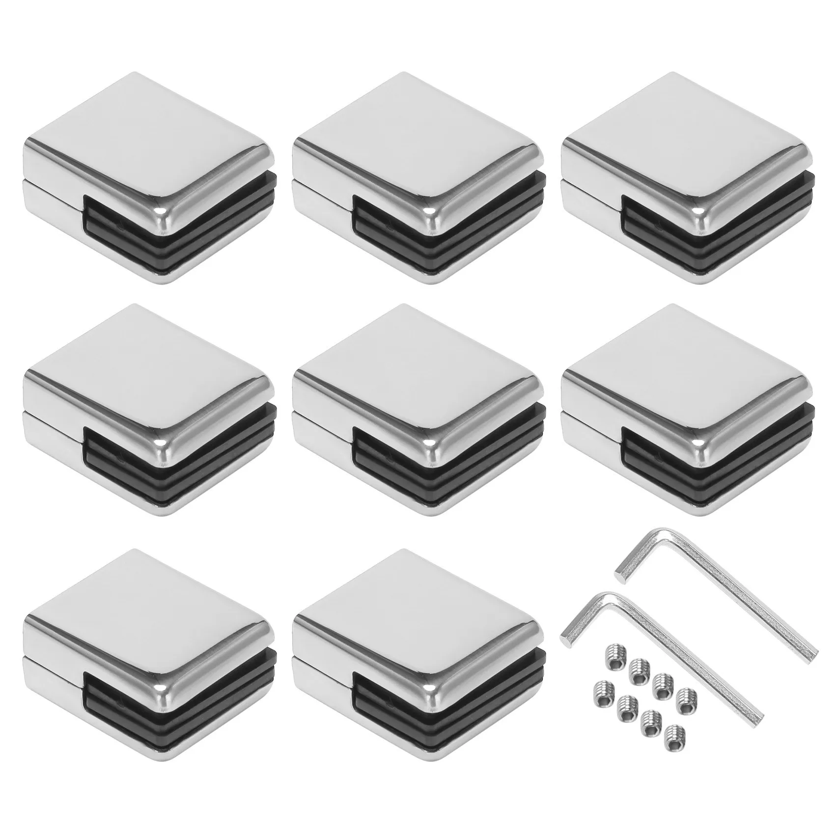 

Glass Clamp 8-10Mm 16PCS Stainless Steel 304 Glass Clamps Adjustable Glass Bracket Flat Back For Balustrade Staircase-B61B