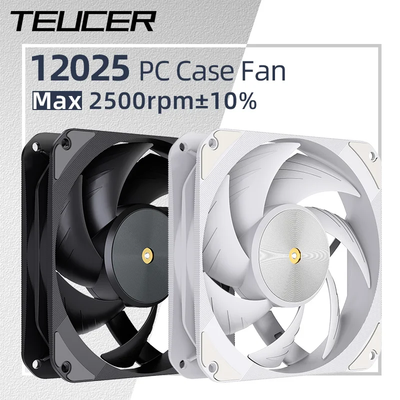 Teucer T20 12025 12cm High Pressure Performance PC Case Fan 12V/4Pin PWM Max 2500rpm Large Air Volume 120mm Chassic Ventilator