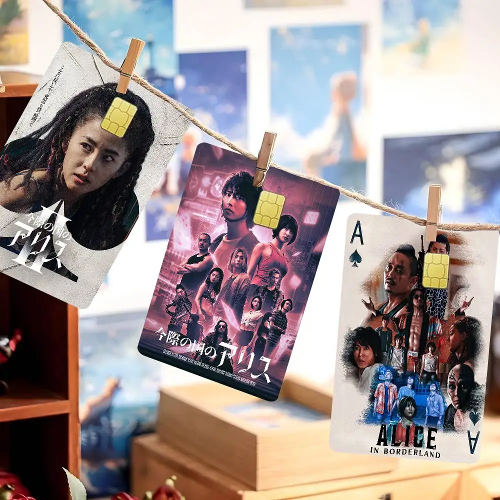 حار الإثارة التلفزيون أليس في بوردرلاند أنيمي الغطاء الأمامي لاصق غشائي الجلد لبطاقة الخصم الائتمان رقاقة صغيرة كبيرة #3