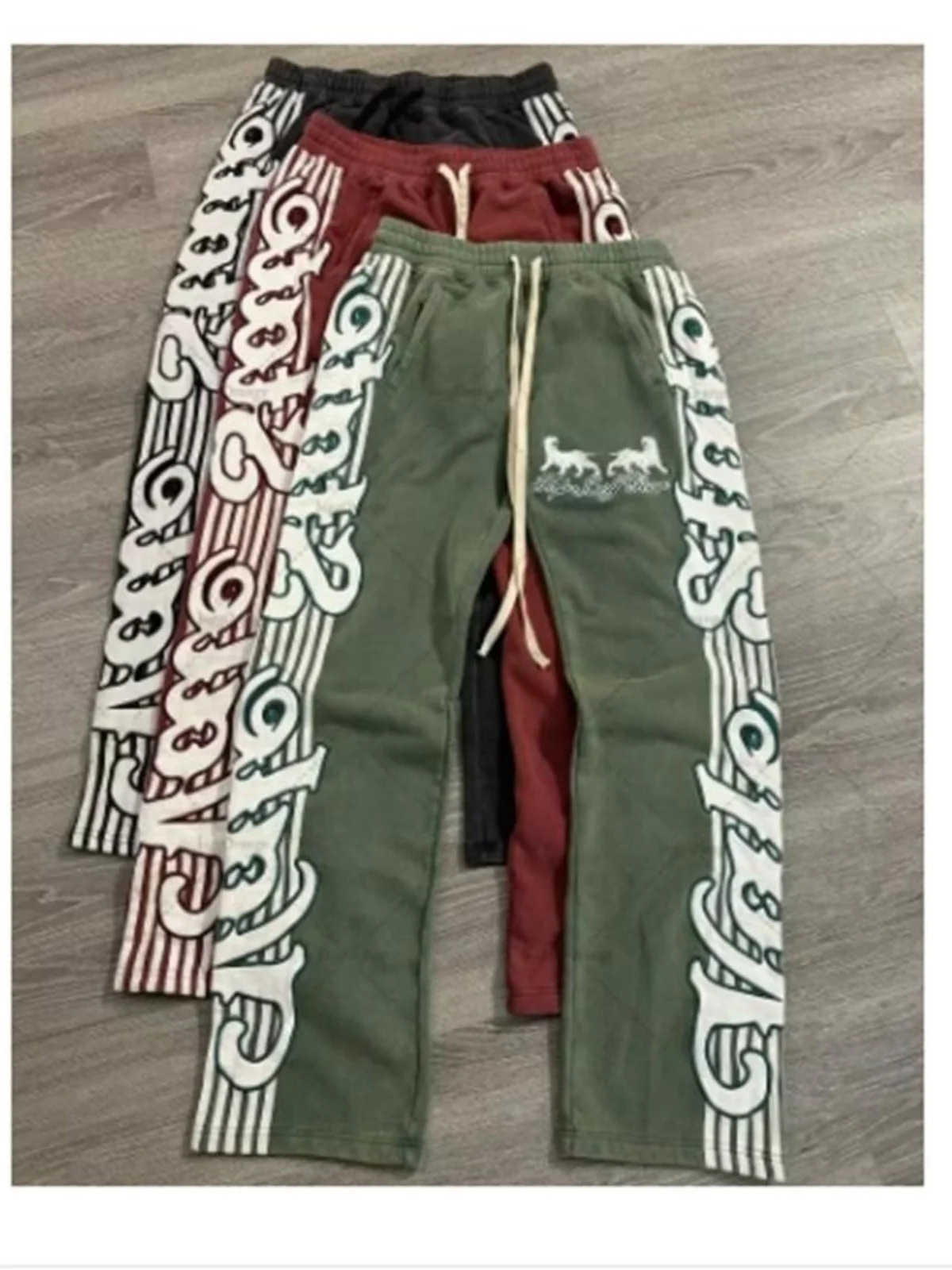 

Men's Oversized Striped Letter Print Sweatpants Casual Loose Fit Long Pants Polyester Fiber Spring Autumn Youth Faion