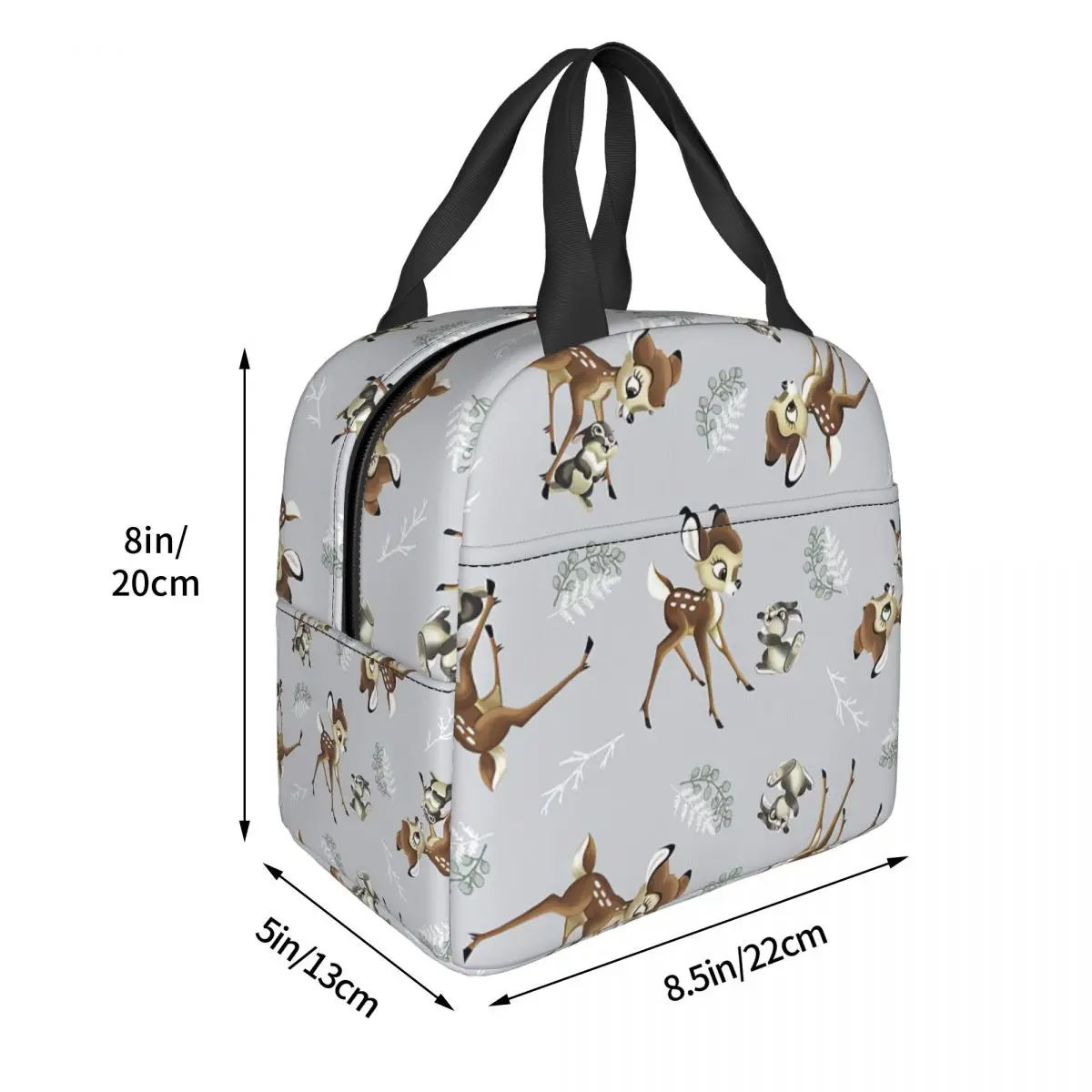 Bambi Rabbit Pattern Insulated Lunch Bags High Capacity Reusable Thermal Bag Lunch Box Tote College Outdoor Food Bag